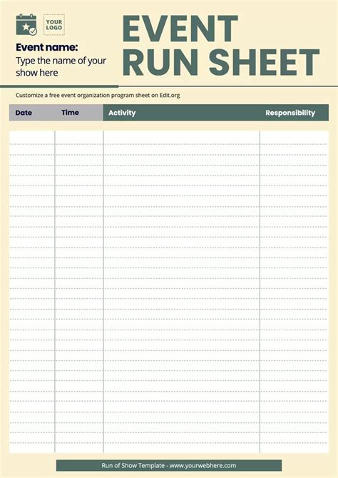 Run Of Show Event Template