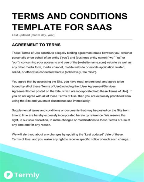 Saas Terms Of Service Template