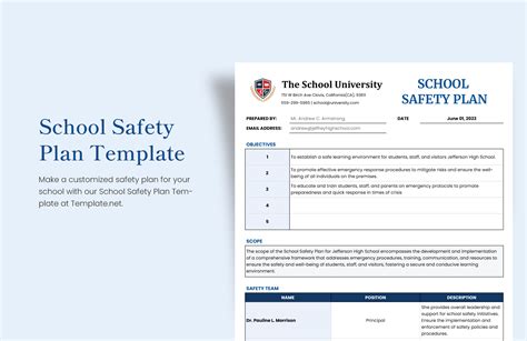Safety Plan Template For Schools