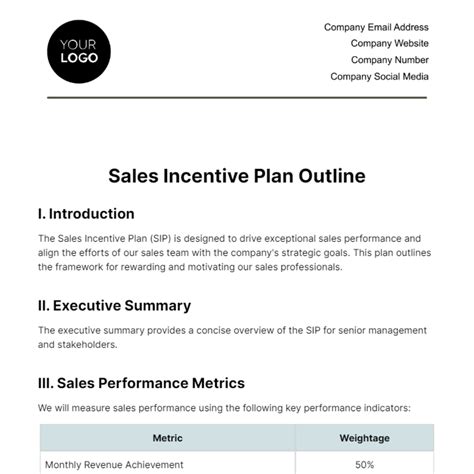 Sales Incentive Plan Template