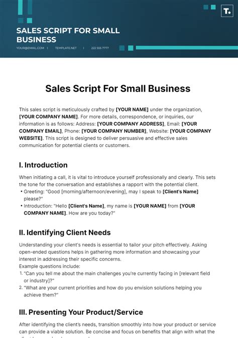 Sales Script Template