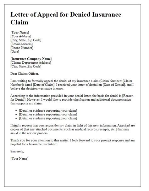 Sample Appeal Letter For Denied Claims