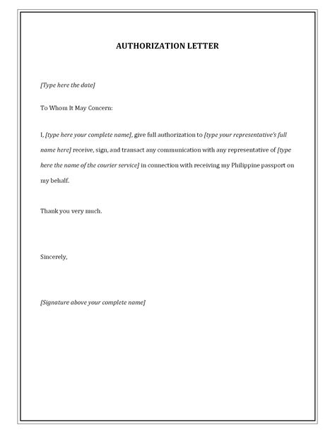 Sample Authorization Letter Template