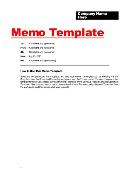 Sample Business Memo Template