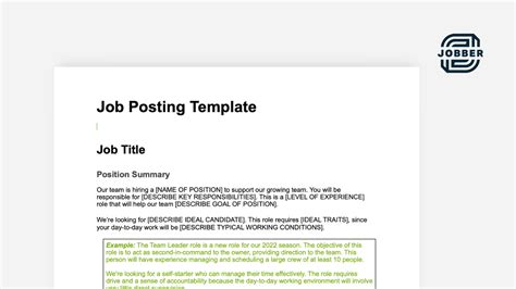 Sample Job Posting Template