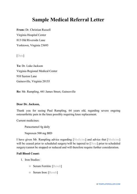 Sample Medical Referral Letter Templates