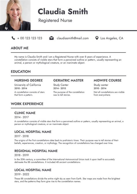 Sample Nursing Resume Templates