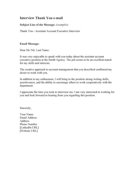 Sample Thank You Email After Interview Template