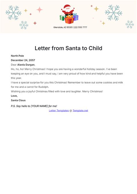 Santa Letter To Child Template