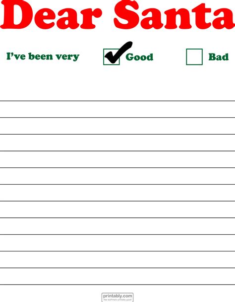 Santa List Printable Free