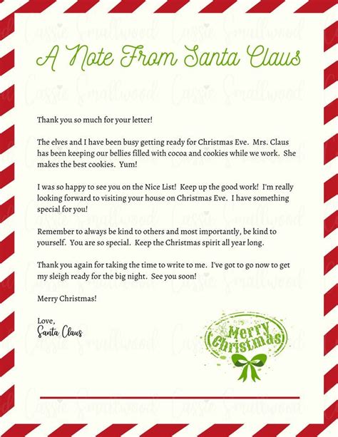 Santa Reply Letter Template