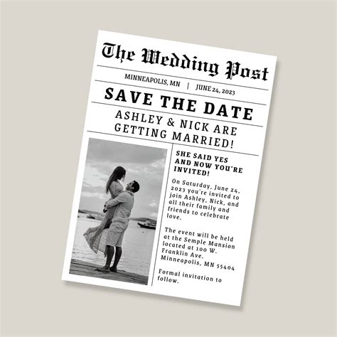 Save The Date Newspaper Template