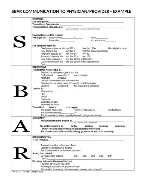 Sbar Template Nursing