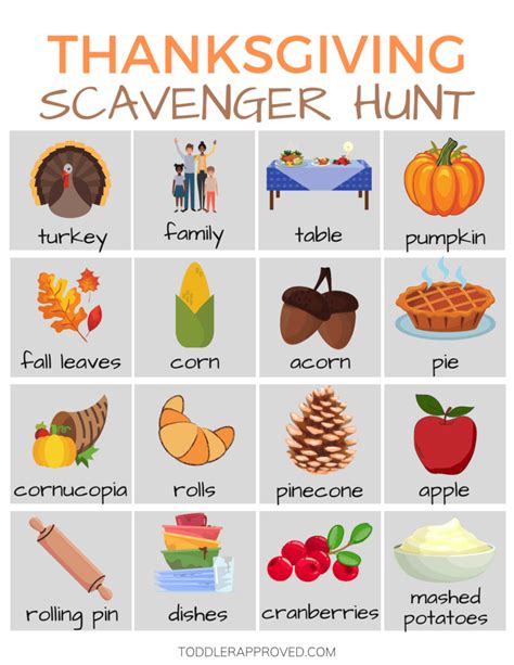 Scavenger Hunt For Thanksgiving Printables