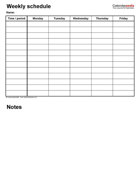Schedule Chart Template