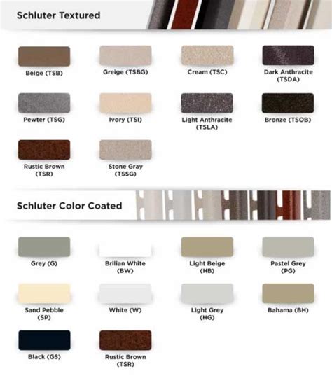 Schluter Trim Color Chart