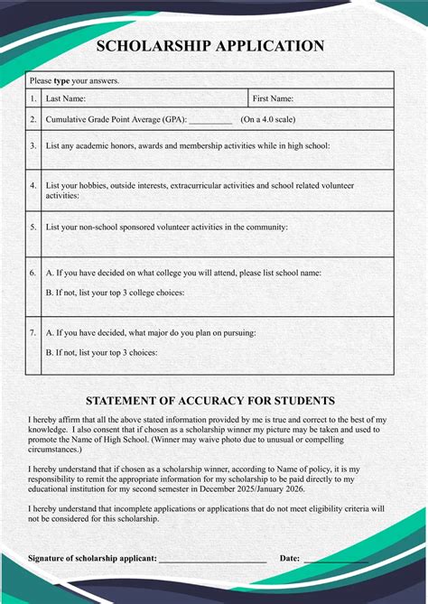Scholarship Application Templates