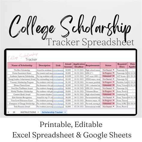 Scholarship Tracker Template