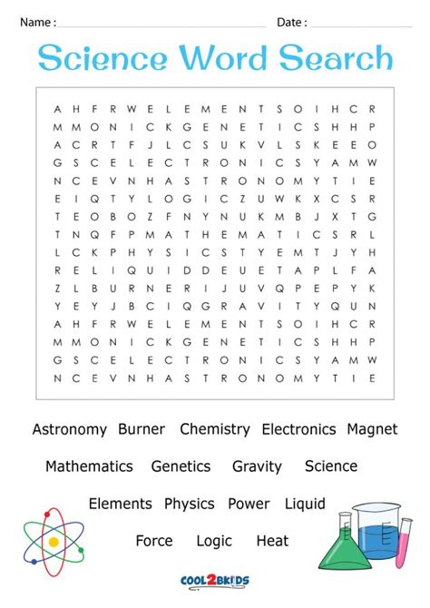 Science Word Search Printable