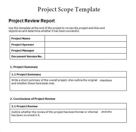 Scope Of The Project Template