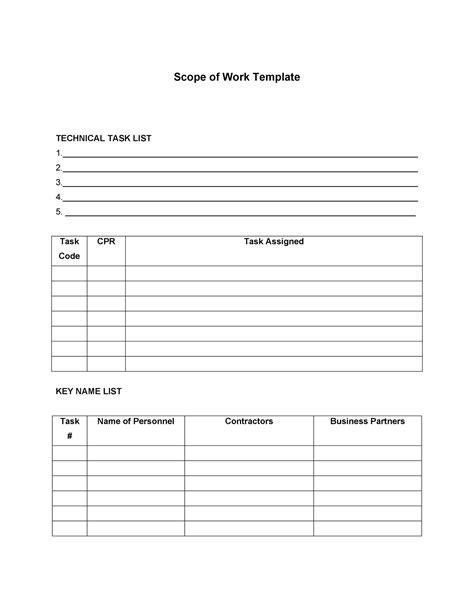 Scope Of Work Template Word Document
