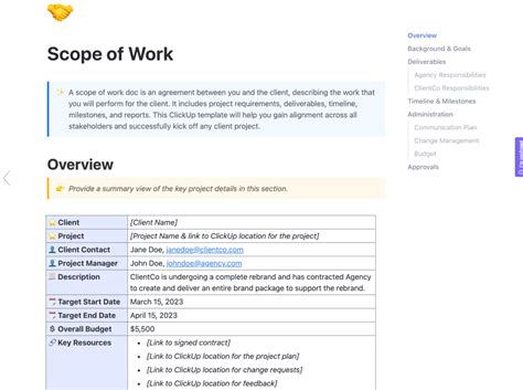 Scope Of Work Templates