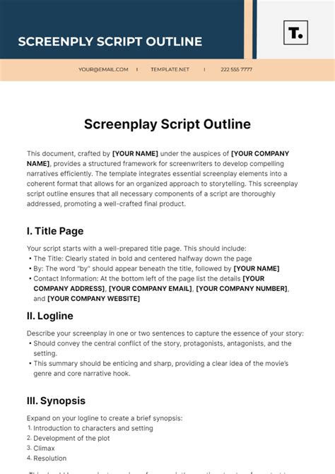 Screenplay Outline Template