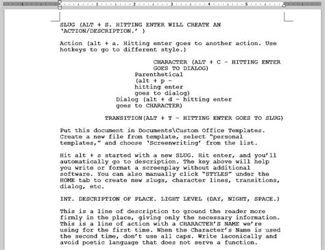 Screenwriting Template For Word