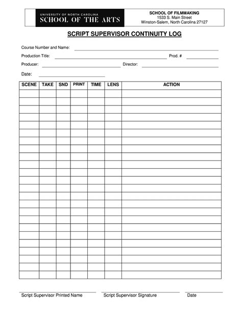 Script Supervisor Template