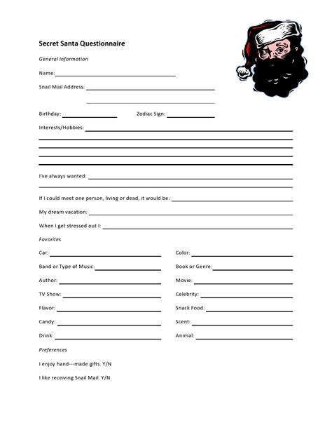 Secret Santa Form Template
