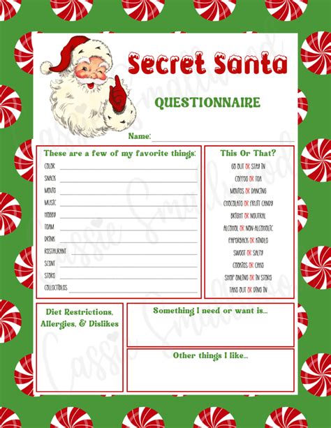 Secret Santa Free Printable