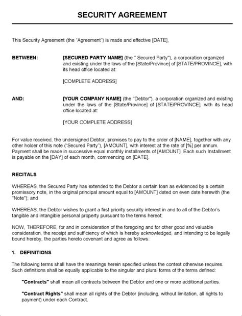 Security Guard Contract Template