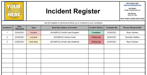 Security Incident Log Template
