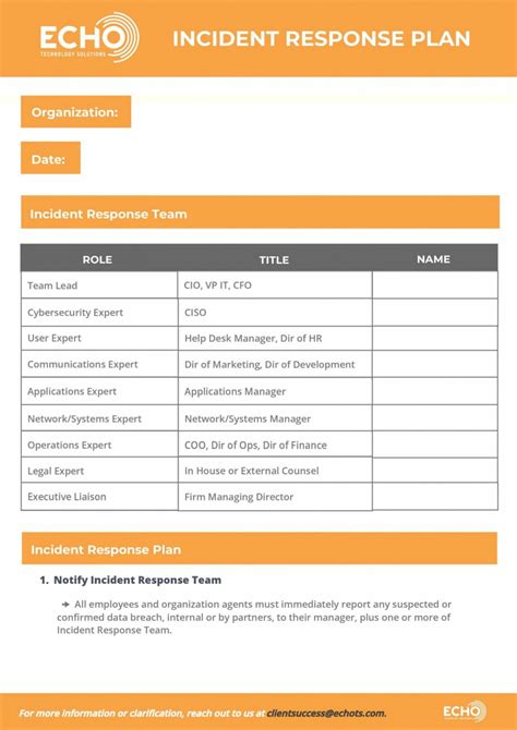 Security Incident Response Plan Template