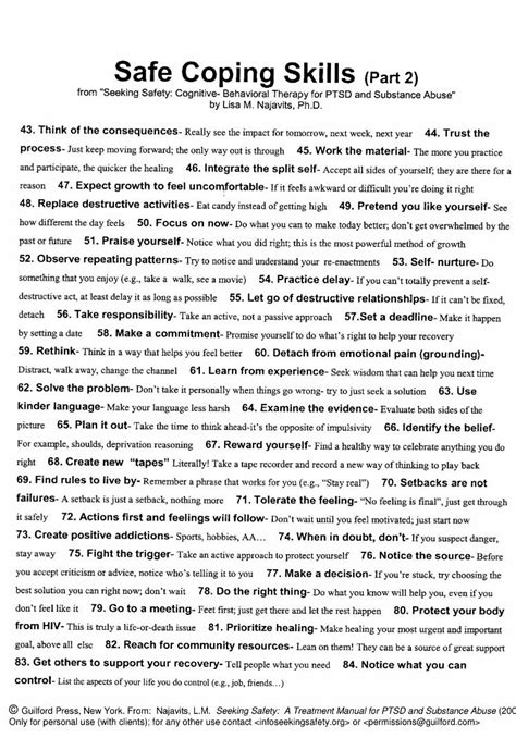 Seeking Safety Worksheets Printable