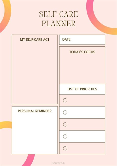Self Care Template