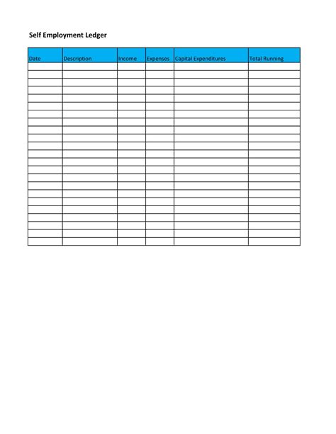 Self Employed Ledger Template
