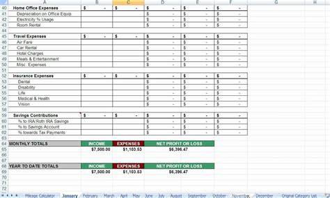 Self Employed Tax Spreadsheet Template