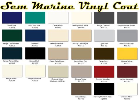 Sem Marine Vinyl Paint Color Chart