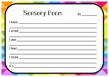 Sensory Poem Template