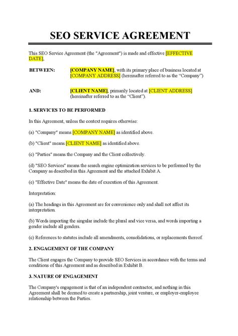 Seo Agreement Template