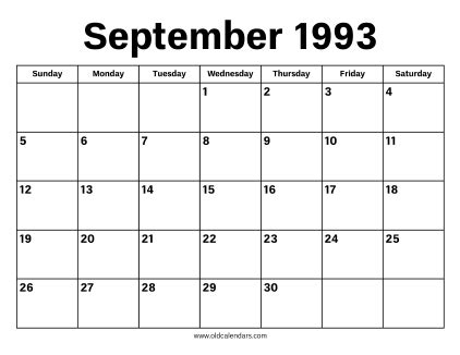 Sept 1993 Calendar