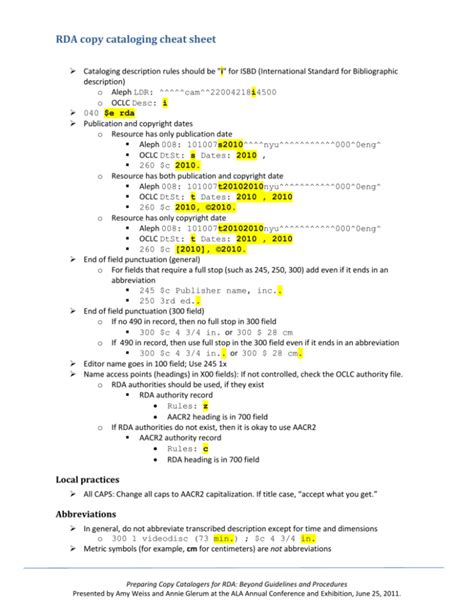 Serials Cataloging Cheat Sheet