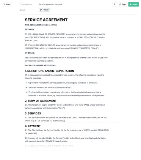 Service Agreement Template Free