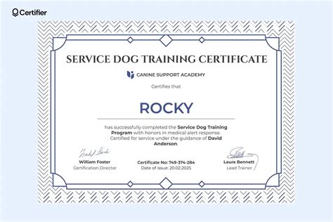 Service Dog Certificate Template
