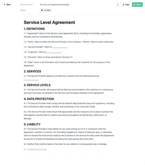 Service Level Agreement Template