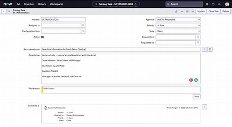 Servicenow Workflow Catalog Task Advanced Script