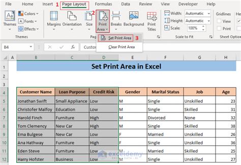 Set Print Area via Menu