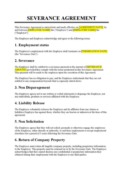 Severance Agreement Template