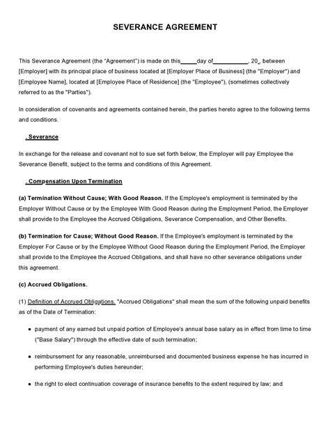 Severance Package Agreement Template